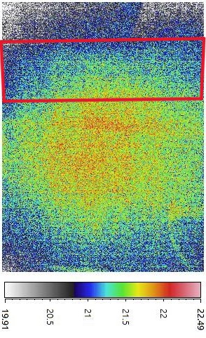 B. 紅外線探測圖像顯示有藍色低溫部位 