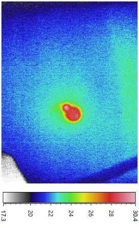 B. 紅外線探測圖像出現藍色低溫大範圍
