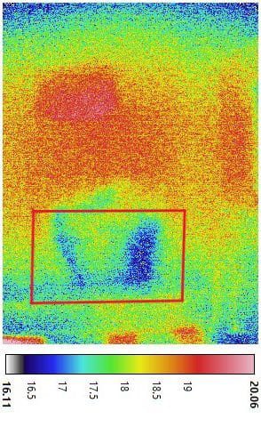 C. 紅外線探測圖像出現有藍色低溫部位